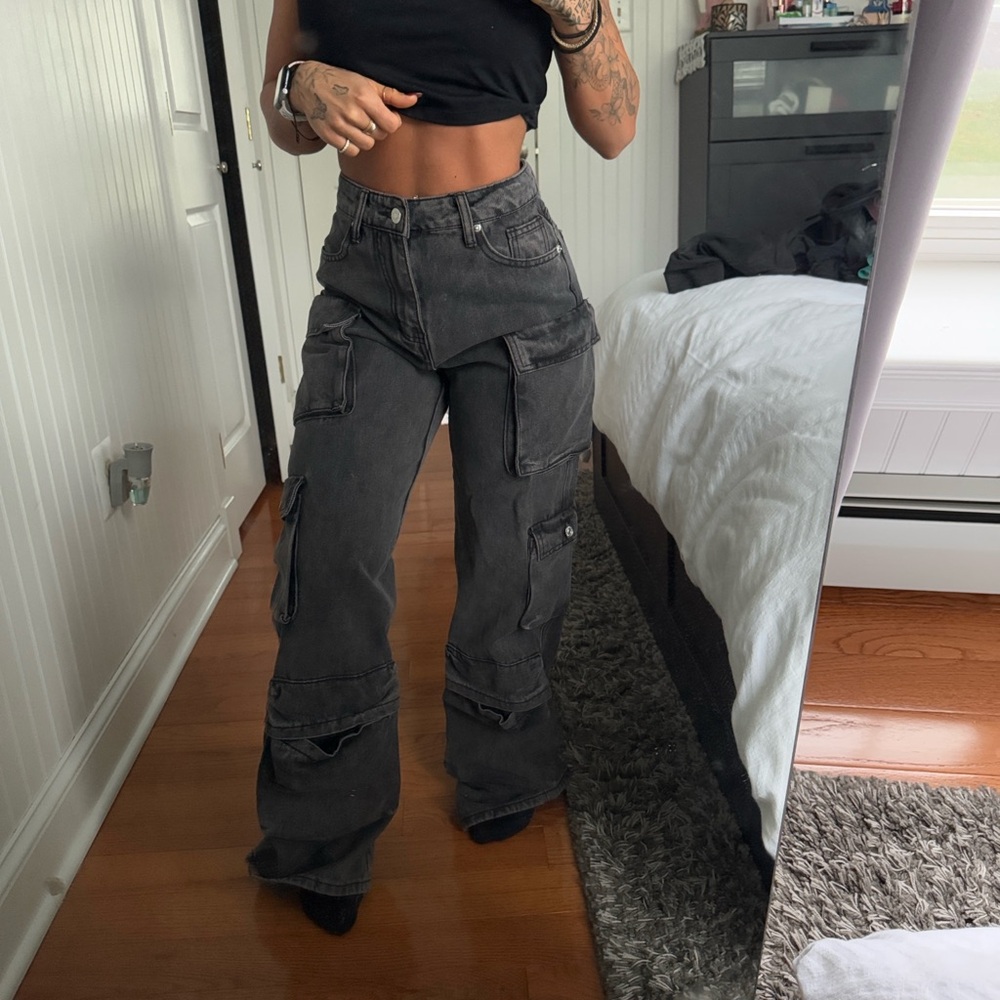 Black Cargo Jeans - image 2